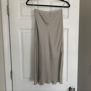 Free People Intimately midi silky slip skirt in light sage green / grey